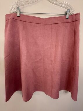 NYCC pink faux suede mini skirt faux leather buttons SZ XL